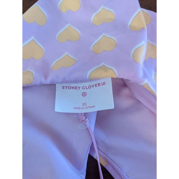 Stoney Clover Ruffle Bikini Bottom XS Pink Purple Orange Heart High Leg Swimsuit - Picture 4 of 14